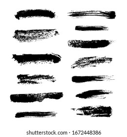 Monochrome abstract vector set of hand drawn monochrome grunge smears and strokes.