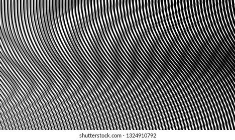 Monochrome abstract vector twisted background with soft moire effect. Can be used as grunge modern pop art texture for poster, banner, business cards, cover, postcard, design, labels.