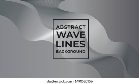 Monochrome Abstract Wave Line Background Design Vector, Gray Wave Line