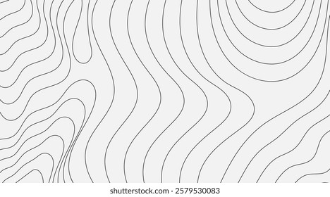 Monochrome Abstract Wavy Contour Background. Modern Topographic Design