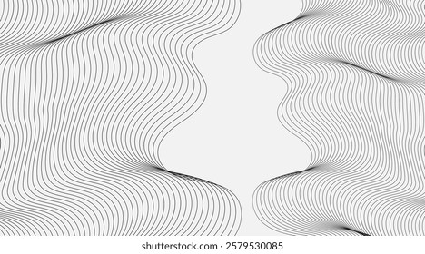 Monochrome Abstract Wavy Contour Background. Modern Topographic Design