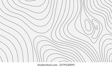 Monochrome Abstract Wavy Contour Background. Modern Topographic Design