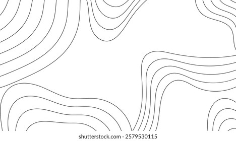 Monochrome Abstract Wavy Contour Background. Modern Topographic Design