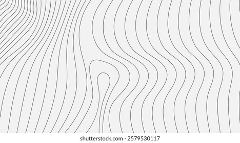 Monochrome Abstract Wavy Contour Background. Modern Topographic Design