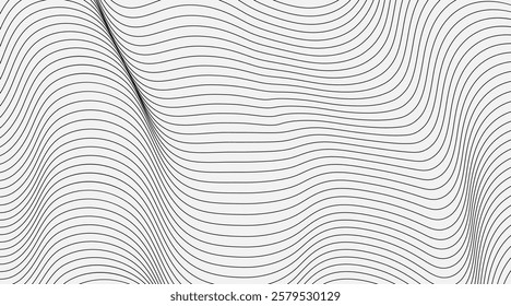 Monochrome Abstract Wavy Contour Background. Modern Topographic Design