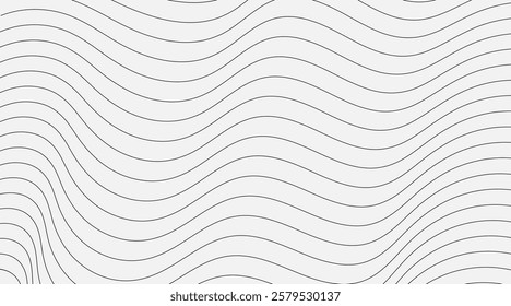 Monochrome Abstract Wavy Contour Background. Modern Topographic Design