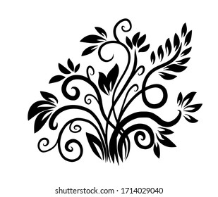 Una abstracción monocromática de hojas y rizos. Ilustración del vector