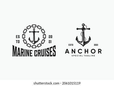monochrome anchor collection logo design