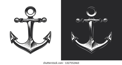 Monochrome anchor in vintage style. Original vector illustration