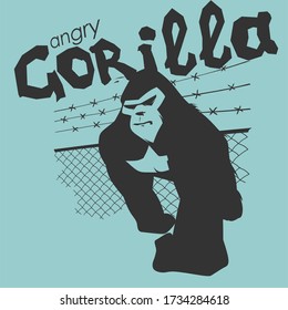monochrome angry gorilla - cool art for print t-shirts or tattoos