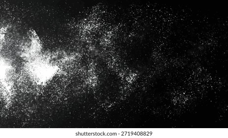 La animación monocromática abre una ventana al infinito del espacio, donde las partículas más pequeñas forman nebulosas y cúmulos de estrellas. El contraste de la luz y la oscuridad crea una sensación de profundidad e infinito.