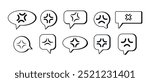 Monochrome anime anger symbol collection. Angry anime icon set in speech bubbles. Vector illustration