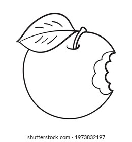 monochrome apple for coloring. isolated, vector, comic.