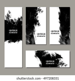 Monochrome art brush paint template. Original grunge art brush paint texture background acrylic stroke poster over frame vector illustration. Perfect watercolor design for headline, logo and banner.