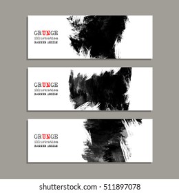 Monochrome art brush paint template. Original grunge art brush paint texture background acrylic stroke poster over frame vector illustration. Perfect watercolor design for headline, logo and banner.