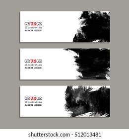 Monochrome art brush paint template. Original grunge art brush paint texture background acrylic stroke poster over frame vector illustration. Perfect watercolor design for headline, logo and banner.