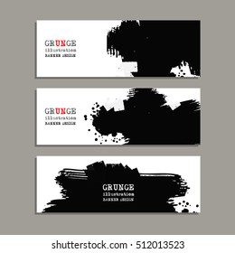 Monochrome art brush paint template. Original grunge art brush paint texture background acrylic stroke poster over frame vector illustration. Perfect watercolor design for headline, logo and banner.