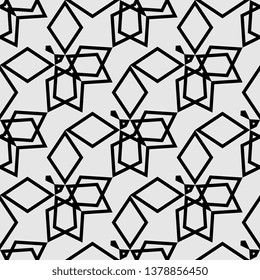 monochrome Art Deco Arabesque. Decorative seamless pattern, ornament for coloring books or pages