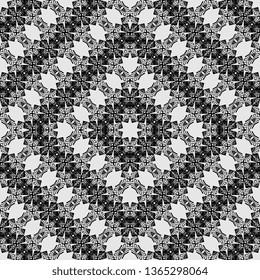 monochrome Art Deco Digital style ornament fancy artwork tones in black background useful as pattern