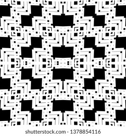 monochrome Art Deco Seamless pattern with rhombus and polygons forming abstract wallpaper. Stylish white, gray and black texture. Vector abstract geometric background