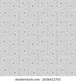 Monochrome art nouveau seamless pattern. Gray elements in white background. Geometric many fans ornament. Pattern of rounded arched elements. Classic design for wallpaper, gift papers, textile.