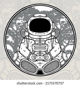 Monochrome Astronaut Playing Game. Premium vector