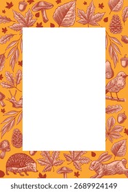 Monochrome Autumn Elements Decorative Frame