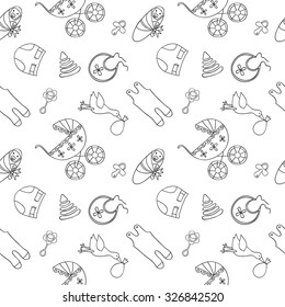 Monochrome baby seamless pattern.