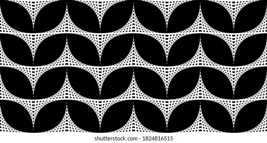 Monochrome background. Abstract geometric vector illustration. Eye shape. Ears of corn. Deformed cell.