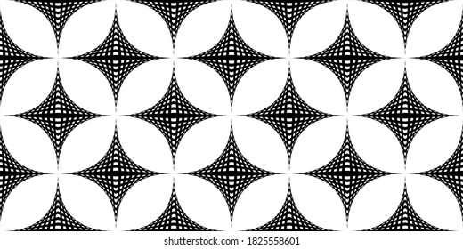 Monochrome background. Abstract geometric vector illustration. Eye shape. Leaves. Petals. Deformed cell.