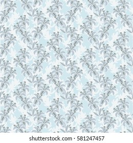 Monochrome background, abstract seamless pattern of lilly,  illustration background. Ideal for fabric design, paper print and website backdrop.