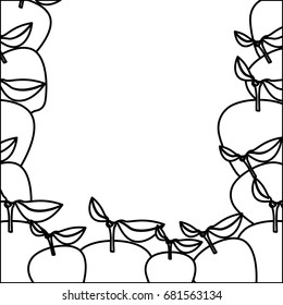 monochrome background with apples fruits vector illustration