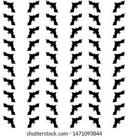Monochrome background with bat silhouettes for Halloween greeting cards. Vector illustration with wild flying creatures.
