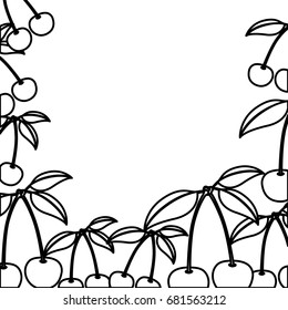 monochrome background with cherries fruits vector illustration