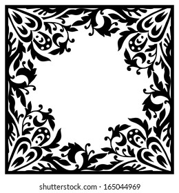 Monochrome background with floral elements