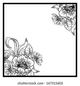 Monochrome background with floral elements