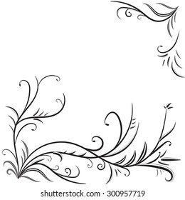 Monochrome background with floral elements. Vector illustrations.