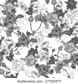 Monochrome Background with Flowers