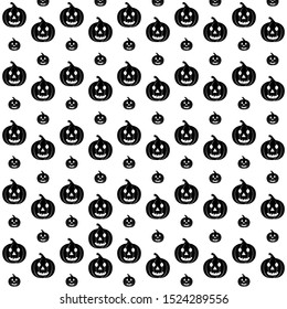 Monochrome background with gourds silhouettes for Halloween greeting cards. Vector illustration with wild flying creatures.
