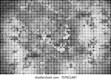 Monochrome background. Grunge halftone. Abstract texture for print and design. Black and white ink spots in the form of a pattern