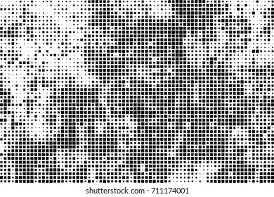 Monochrome background. Grunge halftone. Abstract texture for print and design. Black and white ink spots in the form of a pattern