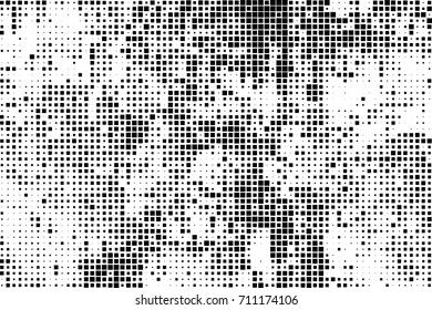 Monochrome background. Grunge halftone. Abstract texture for print and design. Black and white ink spots in the form of a pattern