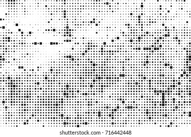 Monochrome background. Grunge halftone. Abstract texture for print and design. Black and white ink spots in the form of a pattern