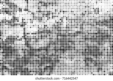 Monochrome background. Grunge halftone. Abstract texture for print and design. Black and white ink spots in the form of a pattern