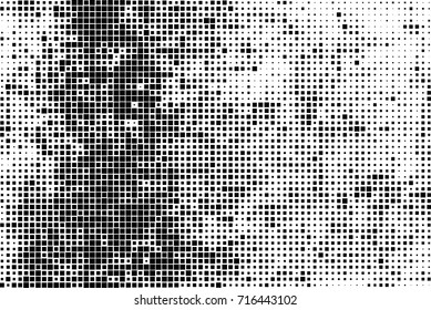 Monochrome background. Grunge halftone. Abstract texture for print and design. Black and white ink spots in the form of a pattern