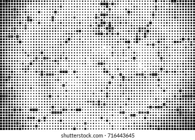 Monochrome background. Grunge halftone. Abstract texture for print and design. Black and white ink spots in the form of a pattern