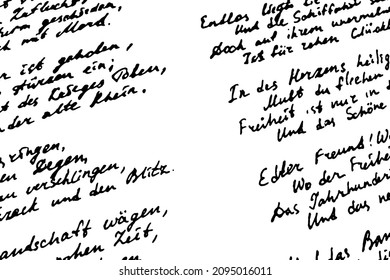 Monochrome background of an illegible poetic manuscript. Unreadable handwritten poems. Overlay template. Vector illustration