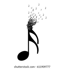 monochrome background with semiquaver note with top fading vector illustration