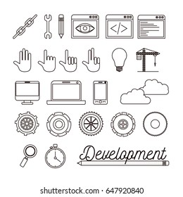monochrome background with set of elements for development building vector illustration