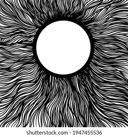 monochrome background. Solar graphic rays. Vector illustration